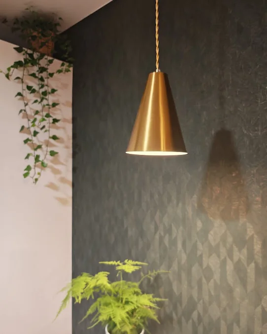 Suspension dorée et plantes dans l'institut YUMÉA Wellness